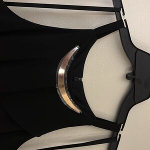 SLNY Black Sleeveless Halter Cocktail Dress